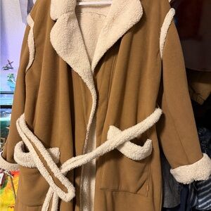 UGG Women's Brown and Cream Teddy Coat